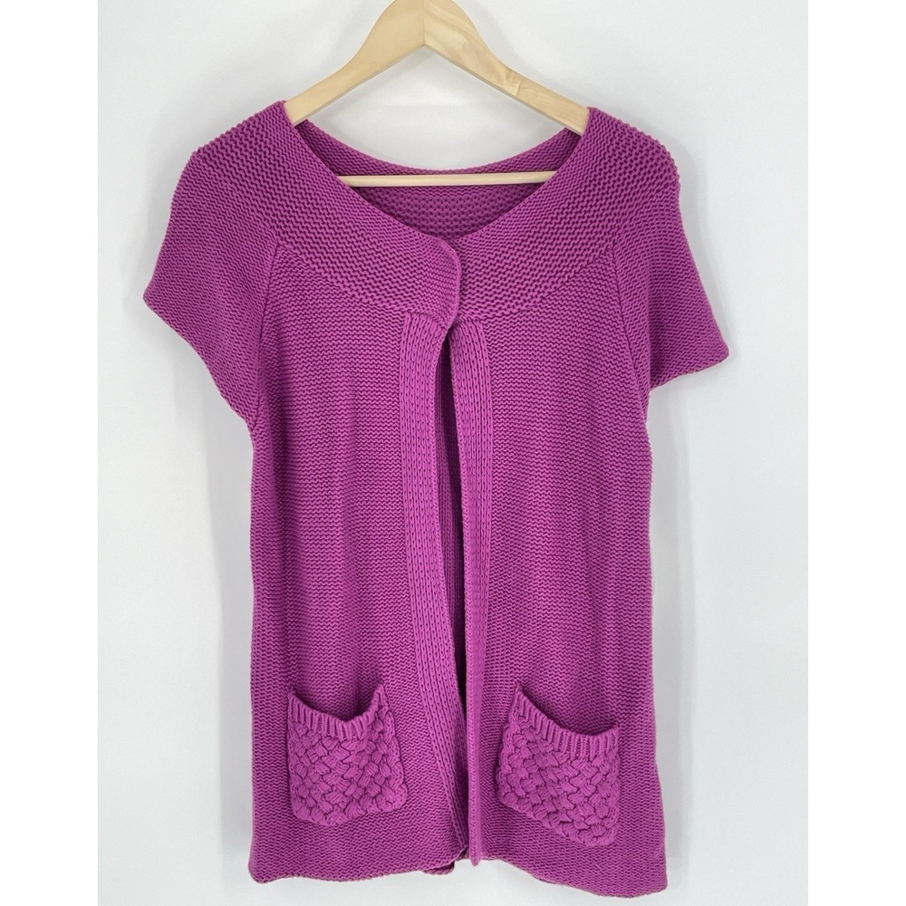NWT Kim Rogers‎ Womens Size Medium Cardigan Open Short Sleeve Purple